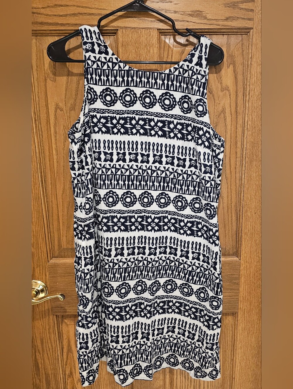 Tommy Bahama Navy and White Geometric Tank Dress